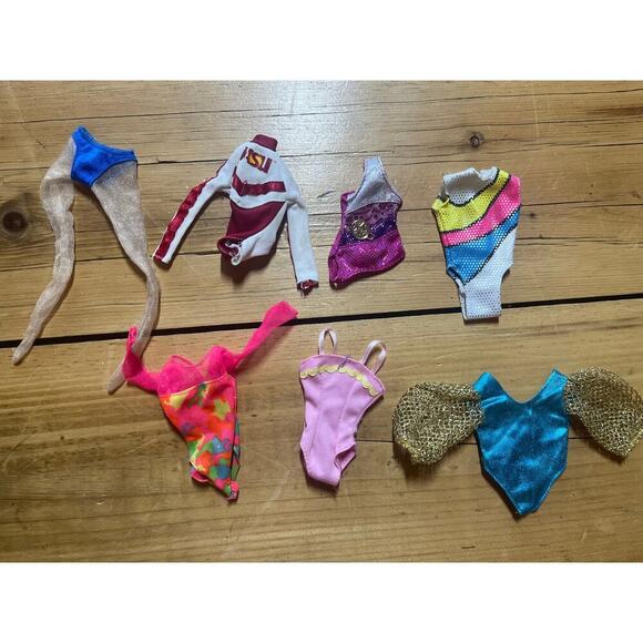 Lot of 7 Barbie Doll Clothing. Gymnastic Leotards & tights. Multi-color. - Picture 1 of 4